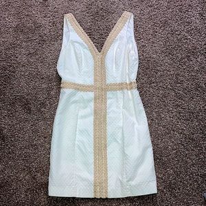 Lily Pulitzer size zero dress white with beautiful gold detailing